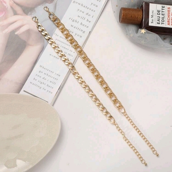 2pcs‎ gold tone  Unique Chunky Chain Alloy Anklet  or bracelet Set for woman - Picture 3 of 4